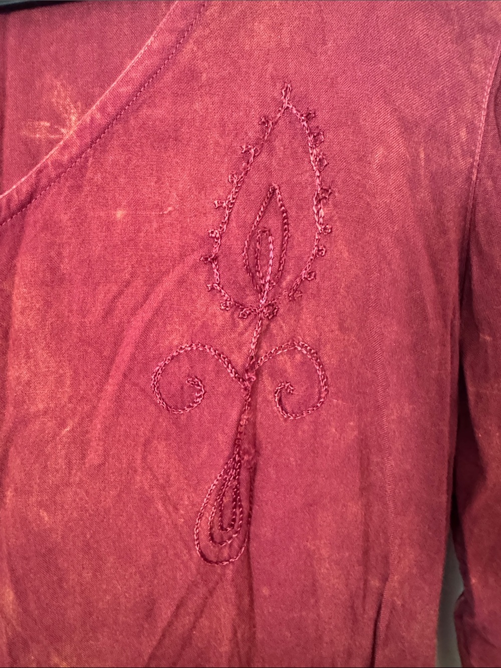 Vintage 90s Acid Wash Embroidered Fringe Tunic Dress Boho Festival Hippie M/L - Picture 6 of 12